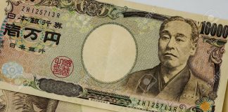 Portrait on the Japanese yen (JPY). Money banknotes for design - close up.