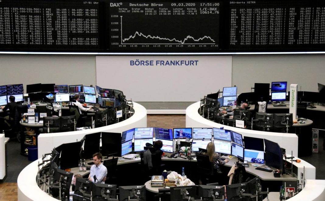 The German share price index DAX graph is pictured at the stock exchange in Frankfurt, Germany