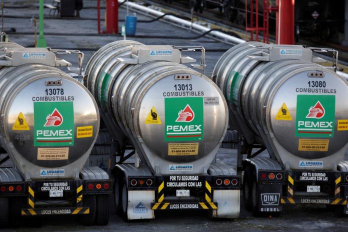 Tanker trucks of Mexico state oil firm Pemex's are seen at Cadereyta refinery in Cadereyta, on the outskirts of Monterrey, Mexico
