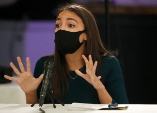 ep. Alexandria Ocasio-Cortez at the Democratic primary debate in the Bronx.