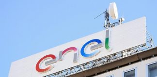 A logo of Italian multinational energy company Enel is seen at the Milan's headquarter, Italy